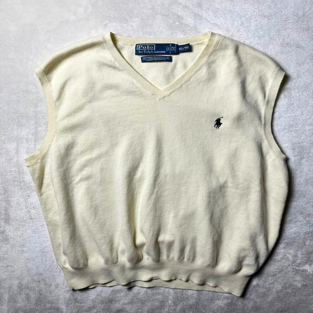 VTG Ralph Lauren Polo Sweater Vest Men's XL Pima Cotton Sleeveless Golf Jumper